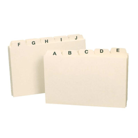 Smead Card Guide, Plain 1/5-Cut Tab (A-Z), 5"W x 3"H, Manila, 25 per Set (55076)