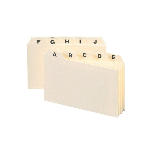 Smead Card Guide, Plain 1/5-Cut Tab (A-Z), 6"W x 4"H, Manila, 25 per Set (56076)
