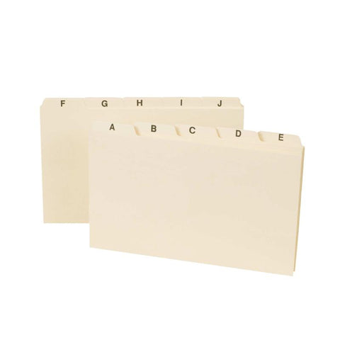 Smead Card Guide, Plain 1/5-Cut Tab (A-Z), 8"W x 5"H, Manila, 25 per Set (57076)