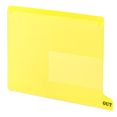 Smead End Tab Poly Out Guide, Two Pocket, Bottom Position Tab, Letter Size, Yellow, 25 per Box (61956)
