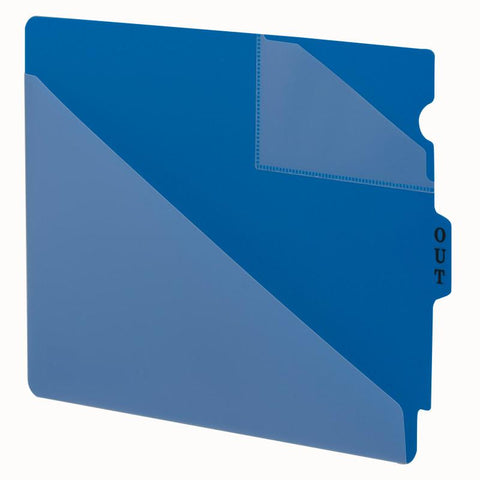 Smead End Tab Poly Out Guide, Two-Pocket Style, Center Position Tab, Extra Wide Letter Size, Blue, 50 per Box (61961)