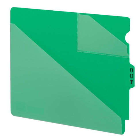 Smead End Tab Poly Out Guide, Two-Pocket Style, Center Position Tab, Extra Wide Letter Size, Green, 50 per Box (61962)