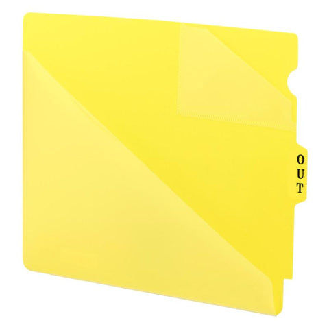 Smead End Tab Poly Out Guide, Two-Pocket Style, Center Position Tab, Extra Wide Letter Size, Yellow, 50 per Box (61966)