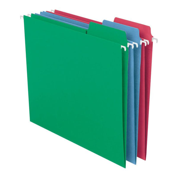 Smead FasTab® Hanging File Folder, 1/3-Cut Built-In Tab, Letter Size, Assorted Bright Colors, 18 per Box (64053)
