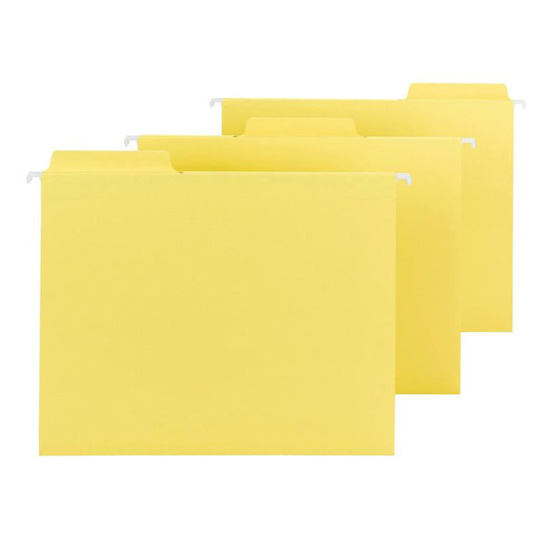 Smead FasTab® Hanging File Folder, 1/3-Cut Built-In Tab, Letter Size, Yellow, 20 per Box (64097)