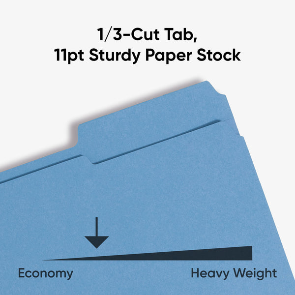 Smead Fastener File Folder, 2 Fasteners, Reinforced 1/3-Cut Tab, Letter Size, Blue, 50 per Box (12040)