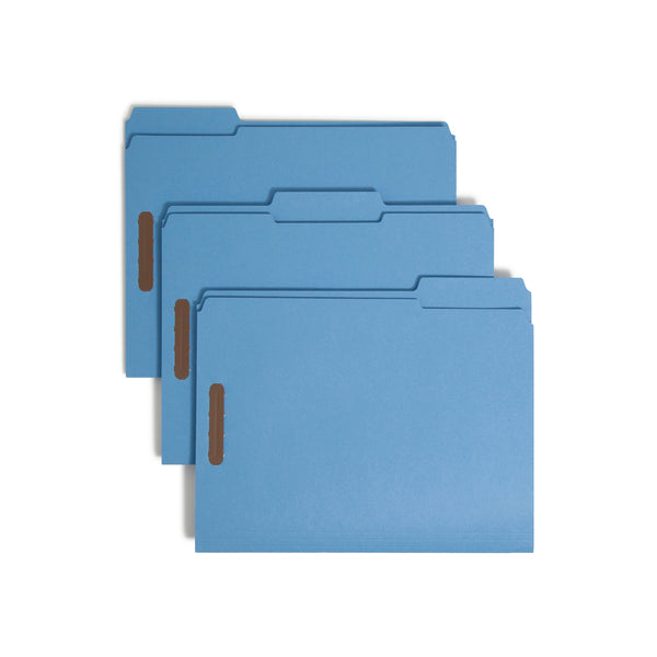Smead Fastener File Folder, 2 Fasteners, Reinforced 1/3-Cut Tab, Letter Size, Blue, 50 per Box (12040)