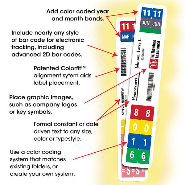 Smead ColorBar 8" Label, 7-Up Sheet, 1008 labels per box (02476)