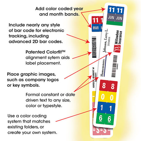 Smead ColorBar 8" Label, 6-Up Sheet, 1008 labels per box (02482)