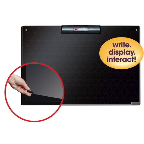 Justick™ by Smead, Frameless Mini Dry-Erase Board with Clear Overlay, 24"W x 16"H with Justick™ Electro Surface Technology, Black (02548)