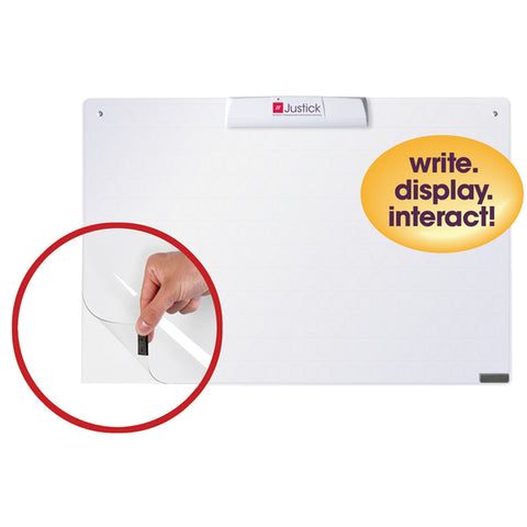 Justick™ by Smead, Frameless Mini Dry-Erase Board with Clear Overlay, 24"W x 16"H with Justick™ Electro Surface Technology, White (02549)