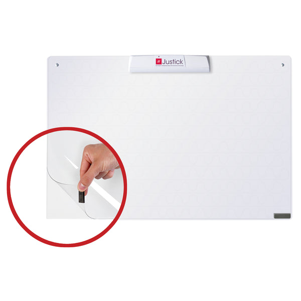 Justick™ by Smead, Frameless Mini Dry-Erase Board with Clear Overlay, 24"W x 16"H with Justick™ Electro Surface Technology, White (02549)