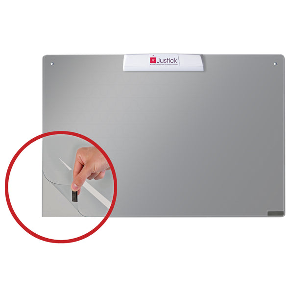 Justick™ by Smead, Frameless Mini Dry-Erase Board with Clear Overlay, 24"W x 16"H with Justick™ Electro Surface Technology, Silver (02556)