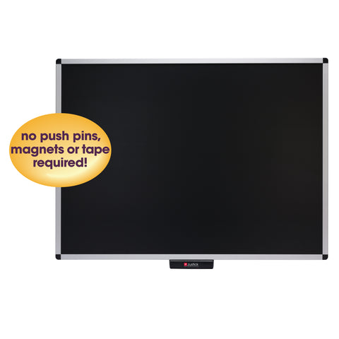 Justick by Smead, Premium Aluminum Frame Electro Bulletin Board, 48"W x 36"H, with Justick Electro Surface Technology, Black (02563)