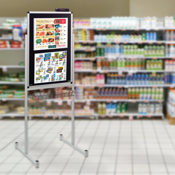 Justick by Smead, Promo Stand Single Side, 24"W x 36"H, with Justick Electro Surface Technology, Black (02593)
