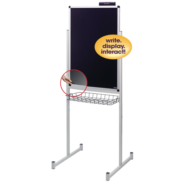 Justick by Smead, Dry-Erase Promo Stand with Clear Overlay, 24"W x 36"H, with Justick Electro Surface Technology, Black (02595)