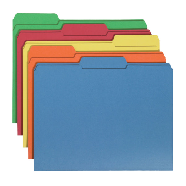 Smead Interior File Folder, 1/3-Cut Tab, Letter Size, Assorted Colors, 100 per Box (10229)