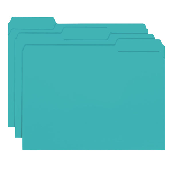 Smead Interior File Folder, 1/3-Cut Tab, Letter Size, Aqua, 100 per Box (10235)