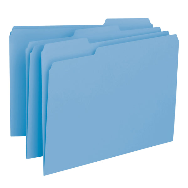 Smead Interior File Folder, 1/3-Cut Tab, Letter Size, Blue, 100 per Box (10239)