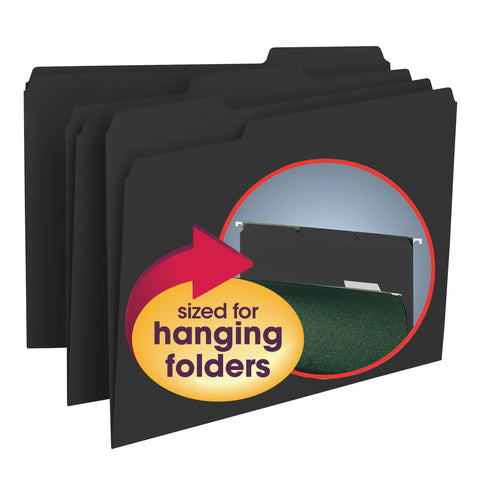 Smead Interior File Folder, 1/3-Cut Tab, Letter Size, Black, 100 per Box (10243)