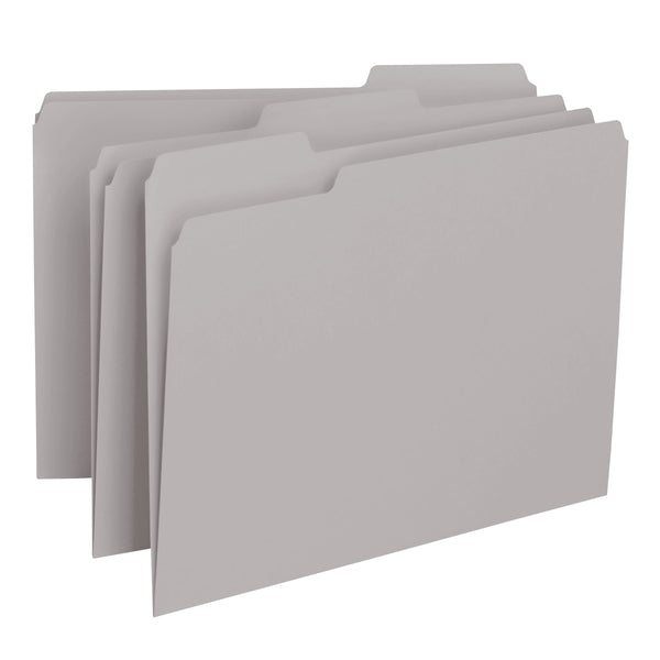 Smead Interior File Folder, 1/3-Cut Tab, Letter Size, Gray, 100 per Box (10251)