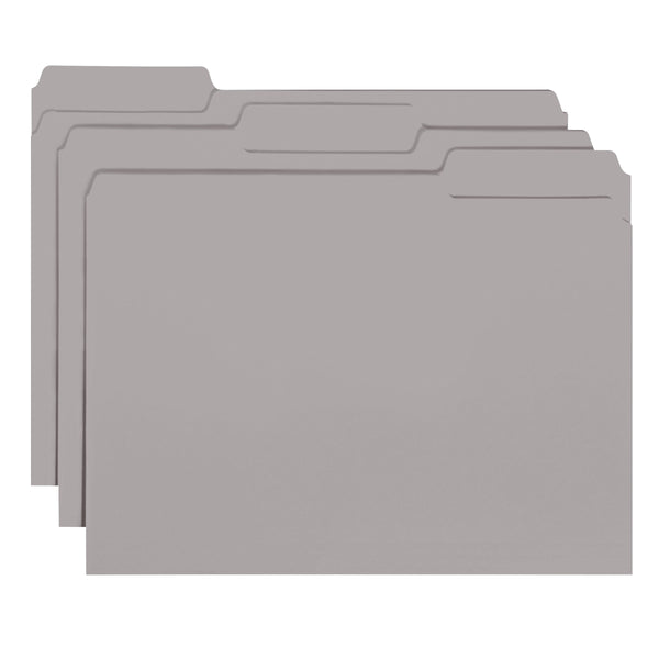 Smead Interior File Folder, 1/3-Cut Tab, Letter Size, Gray, 100 per Box (10251)