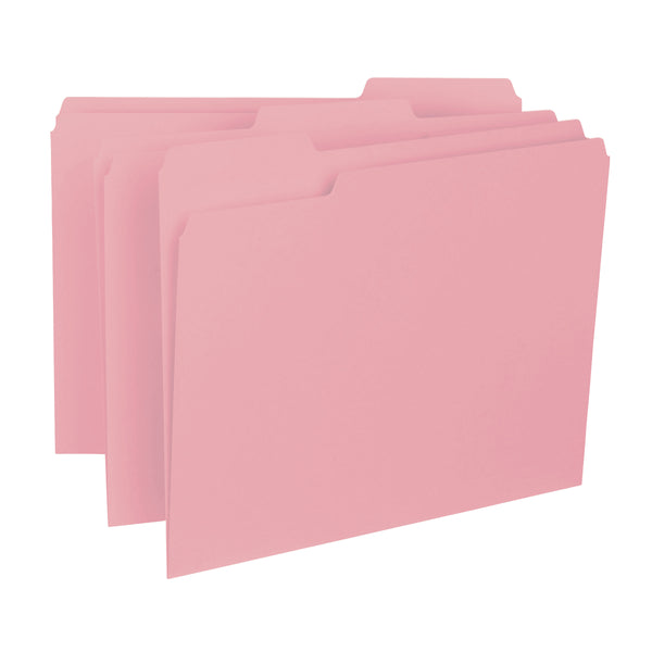 Smead Interior File Folder, 1/3-Cut Tab, Letter Size, Pink, 100 per Box (10263)