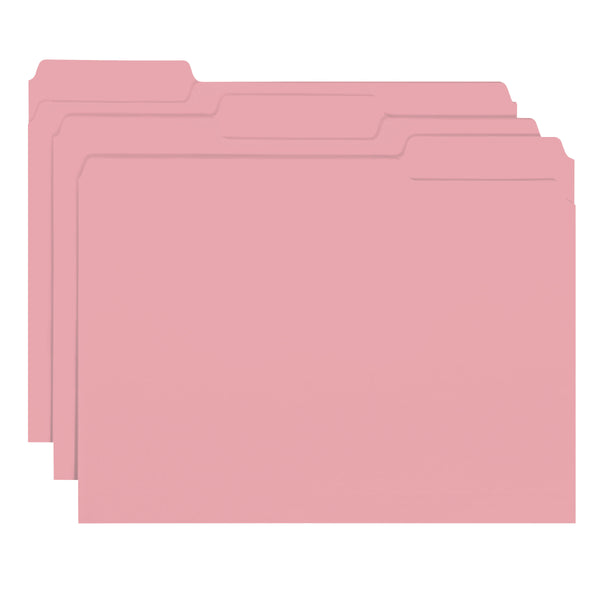 Smead Interior File Folder, 1/3-Cut Tab, Letter Size, Pink, 100 per Box (10263)