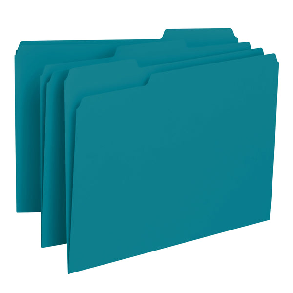 Smead Interior File Folder, 1/3-Cut Tab, Letter Size, Teal, 100 per Box (10291)
