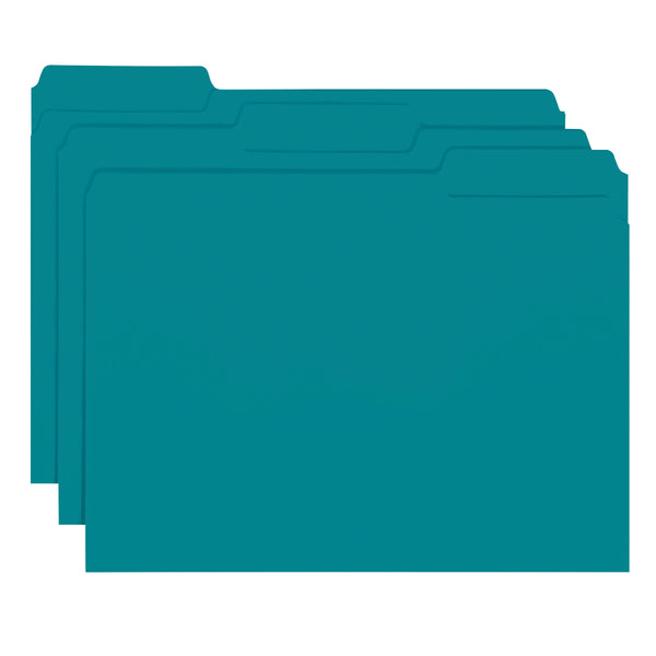 Smead Interior File Folder, 1/3-Cut Tab, Letter Size, Teal, 100 per Box (10291)