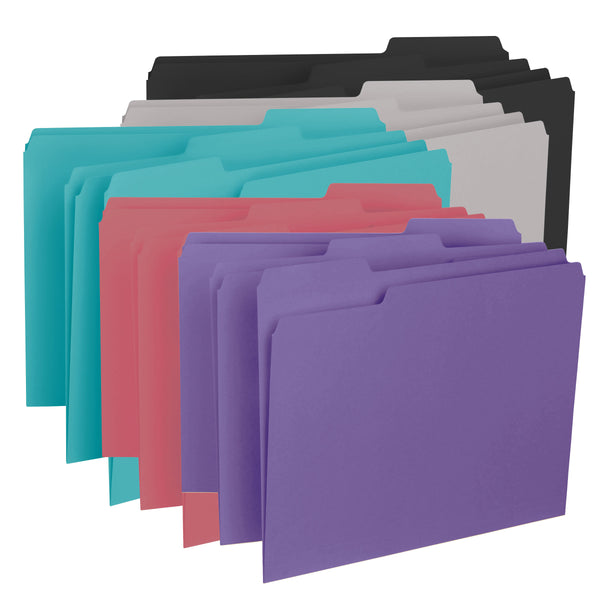 Smead Interior File Folder, 1/3-Cut Tab, Letter Size, Assorted Colors, 100 per Box (10295)