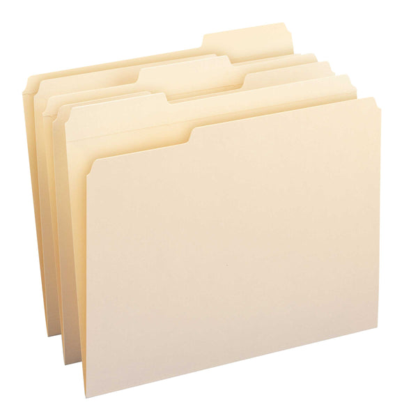 Smead WaterShed® File Folder, Reinforced 1/3-Cut Tab, Letter Size,  Manila, 100 Per Box (10314)