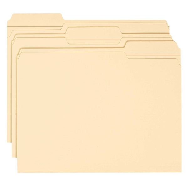 Smead WaterShed® File Folder, Reinforced 1/3-Cut Tab, Letter Size,  Manila, 100 Per Box (10314)