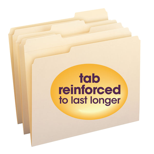 Smead File Folder, Reinforced 1/3-Cut Tab, Letter Size, Manila, 100 per Box (10334)