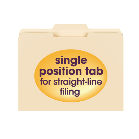 Smead File Folder, Reinforced 1/3-Cut Tab Center Position, Letter Size, Manila, 100 per Box (10336)