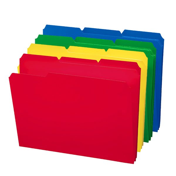Smead Poly File Folder, 1/3-Cut Tab, Letter Size, Assorted Colors, 24 per Box (10500)