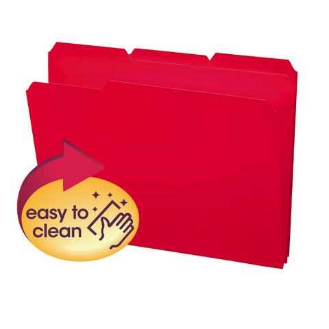 Smead Poly File Folder, 1/3-Cut Tab, Letter Size, Red, 24 per Box (10501)