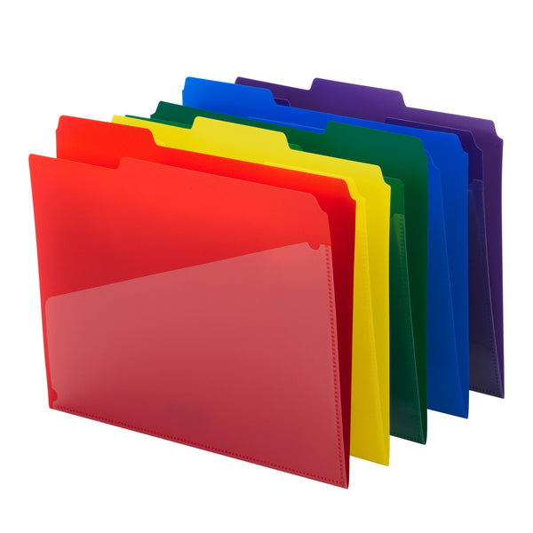 Smead Poly File Folder with Slash Pocket, 1/3-Cut Tab, Letter Size, Assorted Colors, 30 per Box (10540)