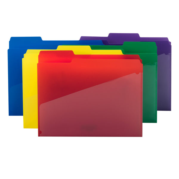 Smead Poly File Folder with Slash Pocket, 1/3-Cut Tab, Letter Size, Assorted Colors, 30 per Box (10540)
