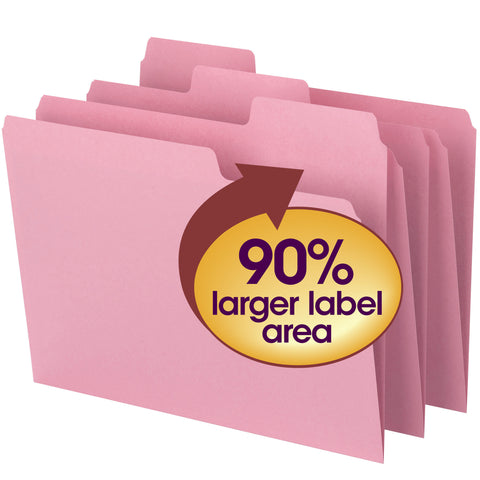 Smead SuperTab® File Folder, Oversized 1/3-Cut Tab, Letter Size, Pink, 12 Per Pack (11819)
