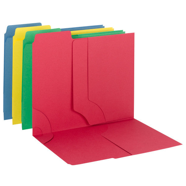 Smead 3-in-1 SuperTab® Section Folder, Oversized 1/3-Cut Tab - First Position, Letter Size, Assorted Colors, 12 per Pack (11905)