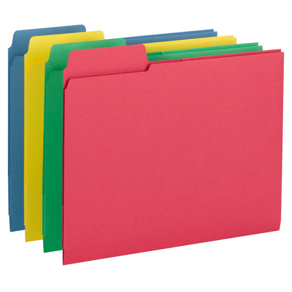 Smead 3-in-1 SuperTab® Section Folder, Oversized 1/3-Cut Tab - First Position, Letter Size, Assorted Colors, 12 per Pack (11905)