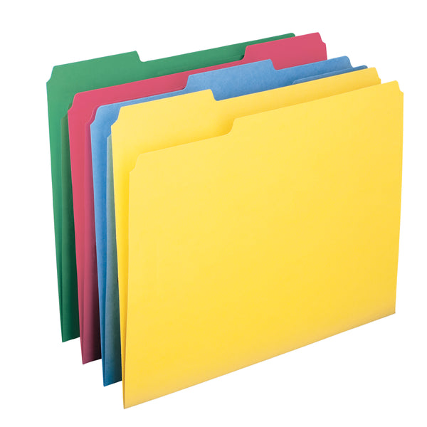 Smead WaterShed®/CutLess® File Folder, 1/3-Cut Tab, Letter Size, Assorted Colors, 100 per Box (11951)