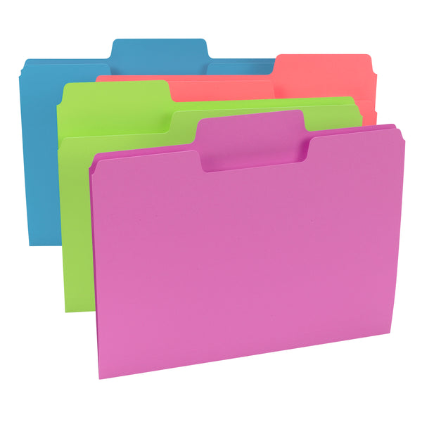 Smead SuperTab® File Folder, Oversized 1/3-Cut Tab, Letter Size, Assorted Bright Colors, 24 per Pack (11957)