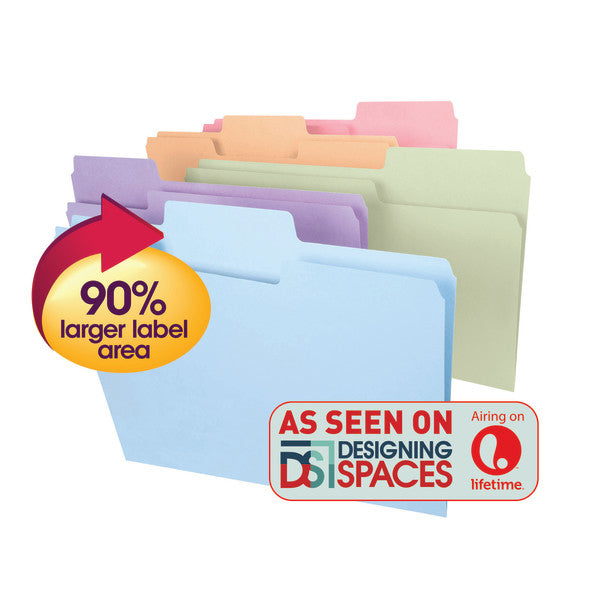 Smead SuperTab® File Folder, Oversized 1/3-Cut Tab, Legal Size, Assorted Colors, 100 per Box (11962)