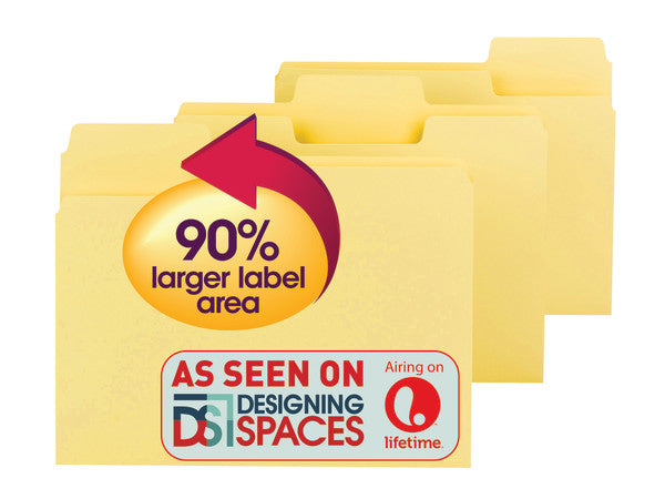 Smead SuperTab® File Folder, Oversized 1/3-Cut Tab, Letter Size, Yellow, 100 per Box (11984)