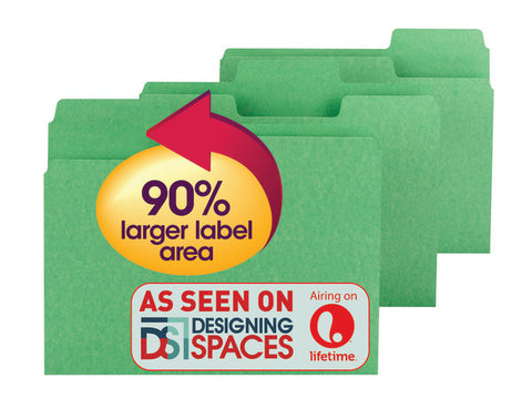 Smead SuperTab® File Folder, Oversized 1/3-Cut Tab, Letter Size, Green, 100 per Box (11985)