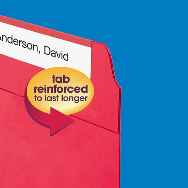 Smead File Folder, Reinforced 1/3-Cut Tab, Letter Size, Red, 100 per Box (12734)
