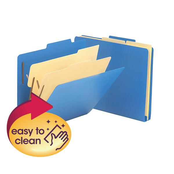 Smead Poly Classification Folder, 2 Dividers, Letter Size, Blue, 10 per Box (14045)