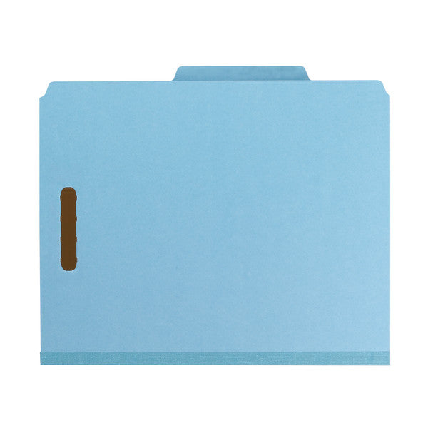 Smead 100% Recycled Pressboard Classification File Folder, 3 Dividers, 3" Expansion, Letter Size, Blue, 10 each per Box (14090)